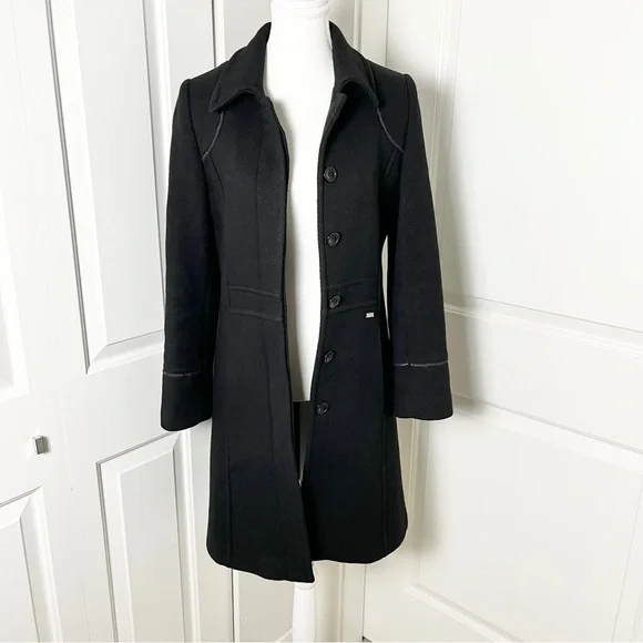 Projek Raw Long Black Wool Blend Coat – Gothic Minimalism, Hidden Buttons, Small - Picture 10 of 16